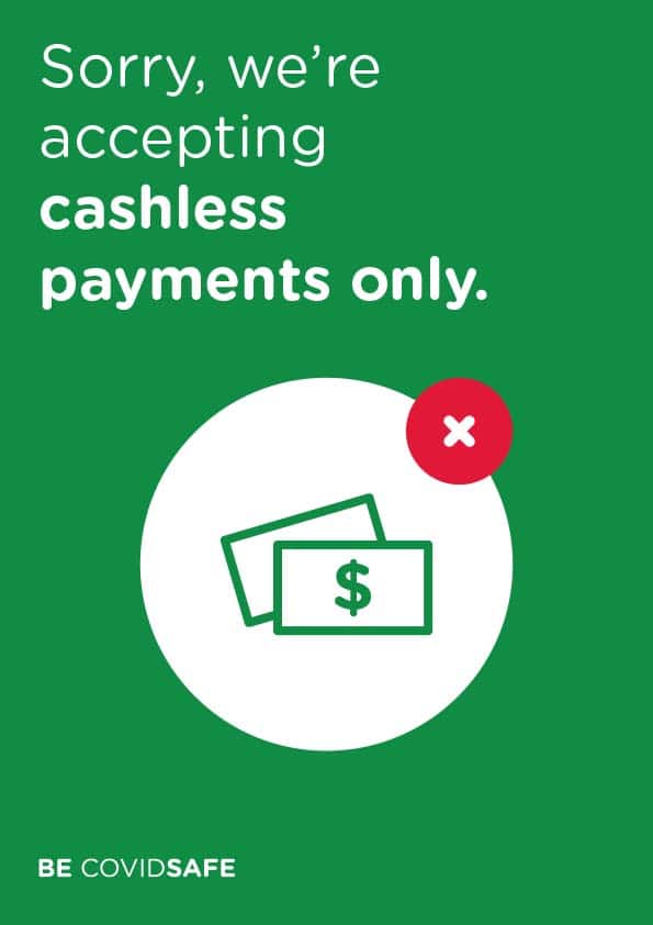 CovidSafe Cashless Payments Only Sign