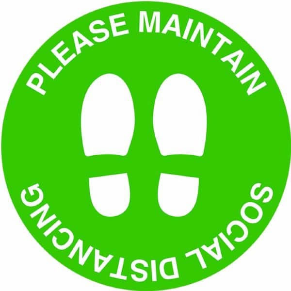 Green feet - please maintain social distancing floor marker