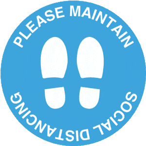 Light blue feet - Please maintain social distancing floor marker
