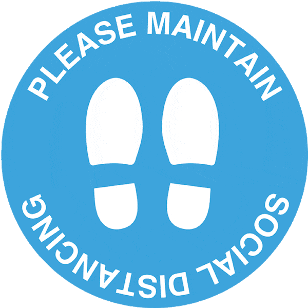Light blue feet - Please maintain social distancing floor marker