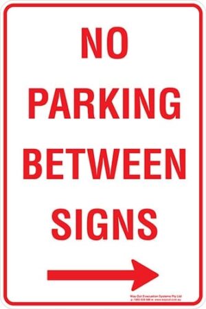 Carpark No Parking Between Signs Arrow Right