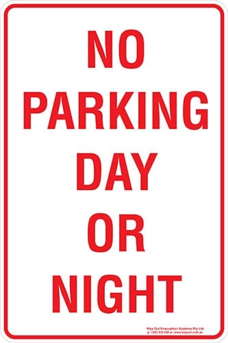 Carpark No Parking Day Or Night Sign