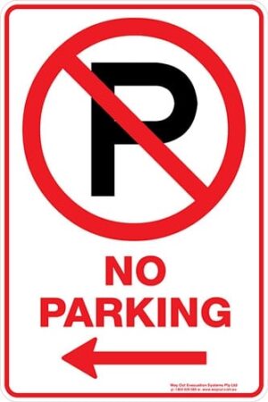 Carpark No Parking P Arrow Left Sign