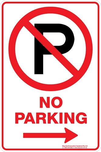 Carpark No Parking P Arrow Right Sign