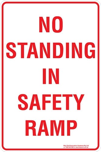 Carpark No Standing In Safety Ramp Sign