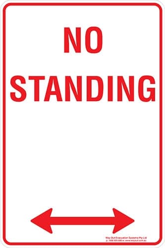 Carpark No Standing Span Arrow Sign