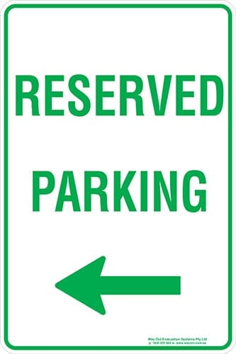 Carpark Reserved Parking Arrow Left Sign