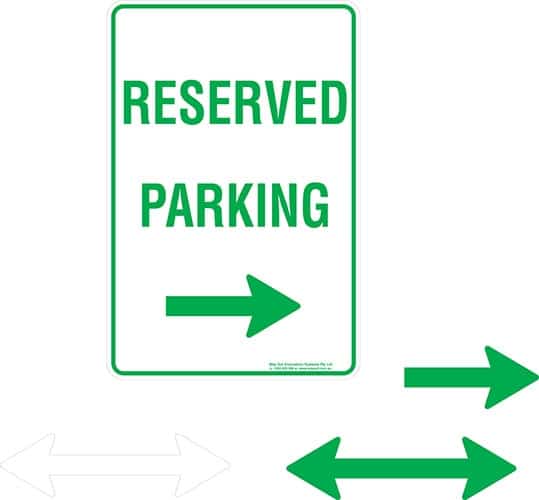Carpark Reserved Parking Arrow Right Sign