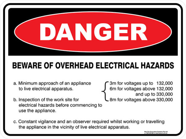 Danger Beware Of Overhead Electrical Hazards