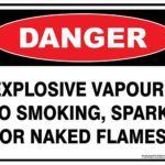Danger Explosive Vapours No Smoking Sparks Or Naked Flames