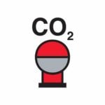 Fixed CO2 fire extinguishing bottle in protected area sign
