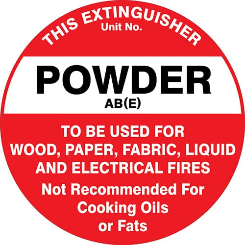 Fire Extinguisher Id Marker Powder Abe