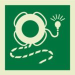 Lifebuoy with line and light IMO Sign