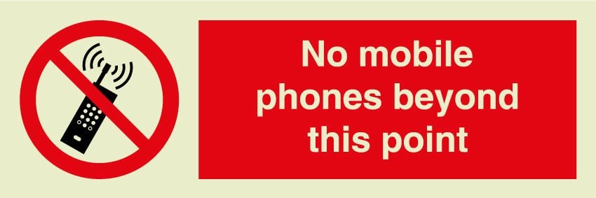 No mobile phones beyond this point sign
