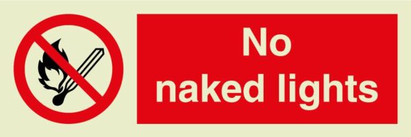 No naked lights sign