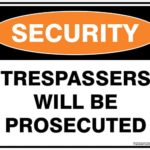 Security Trespassers Will Be Prosecuted Sign