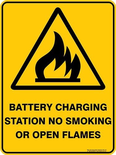 Warning Battery Charging Station