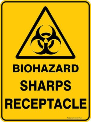 Warning Biohazard Sharps Receptacle