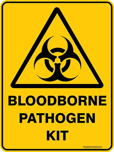 Warning Bloodborne Pathogen Kit Sign