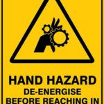 Warning Hand Hazard De-energise Before Reaching In